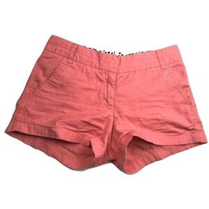J.Crew Chino Shorts Women Size 0 Pink Broken-In Cotton Casual Summer